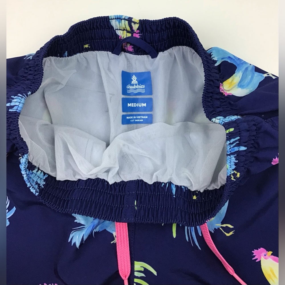 Chubbies Rooster pattern swim shorts men’s medium blue - Picture 2 of 5
